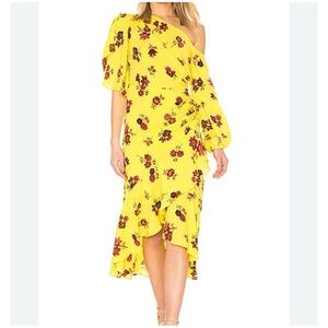 A. L.C. Florence Yellow Asymmetrical Floral
Midi Dress
